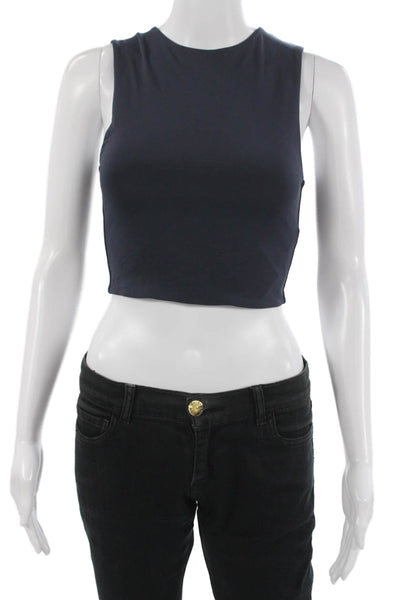 Babaton Women High Neck Cropped Tank Dark Blue Size XS