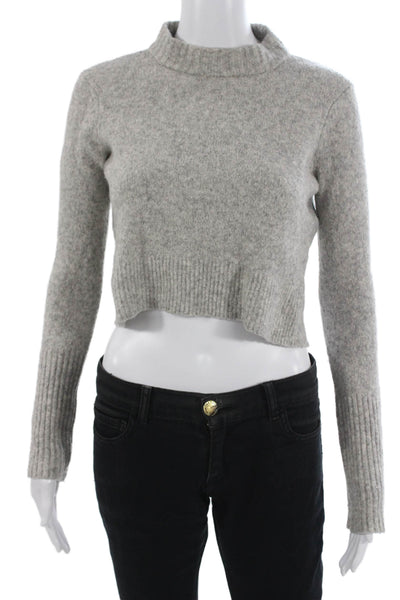Allsaints Women Gray Mock Neck Pullover Button Long Sleeve Size XS