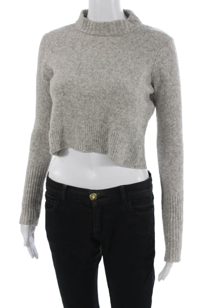 Allsaints Women Gray Mock Neck Pullover Button Long Sleeve Size XS
