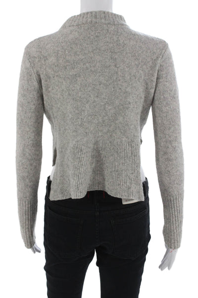 Allsaints Women Gray Mock Neck Pullover Button Long Sleeve Size XS