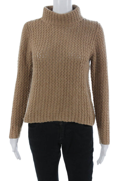 Halogen Women Pullover Cashmere Mock Neck Sweater Beige Size XS