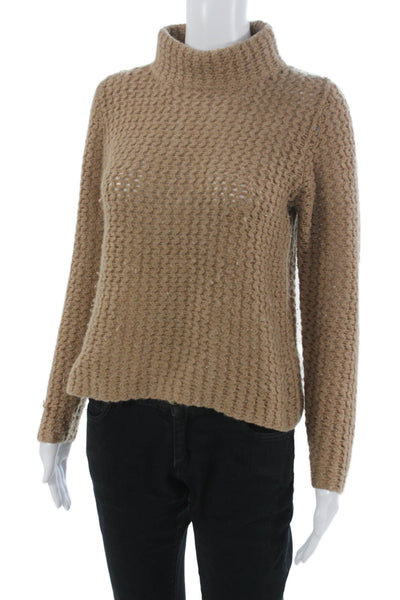 Halogen Women Pullover Cashmere Mock Neck Sweater Beige Size XS