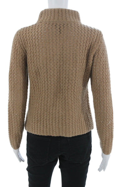 Halogen Women Pullover Cashmere Mock Neck Sweater Beige Size XS