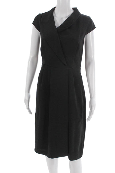 Max Mara Women Sheath Dress Black Collared Short Sleeve Size 8