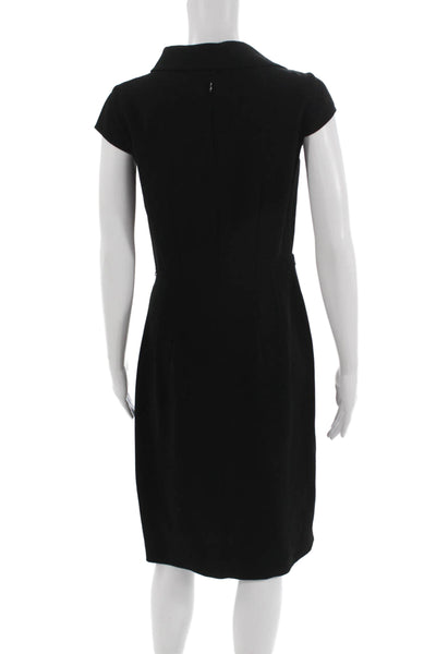 Max Mara Women Sheath Dress Black Collared Short Sleeve Size 8