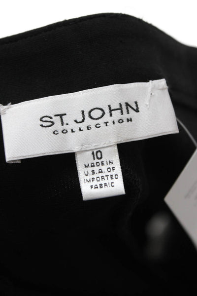 St. John Collection Women Black Ankle Cropped Pants Polyester Blend Zip Size 10