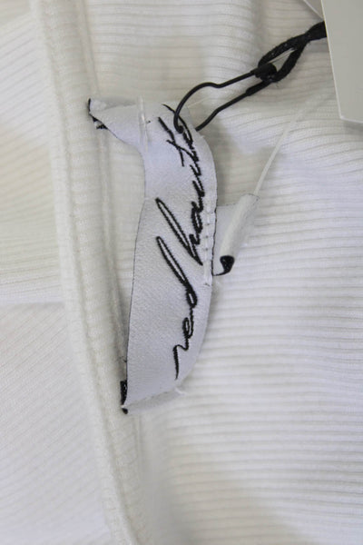 Red Haute Women Basic V Neck White 3/4 Sleeve Top Modal Cotton Spandex Size L