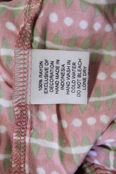Skemo Women Bohemian Pink Polka Dot Long Sleeve Blouse Size M