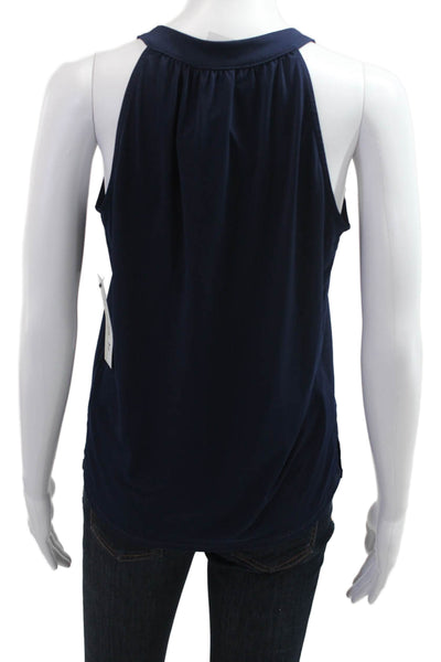 Veronica M Women Dark Blue Sleeveless Tank Polyester Spandex Size XS