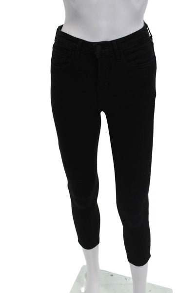L'Agence Women Jeans Ankle Skinny Black Mid Rise Button Size 24