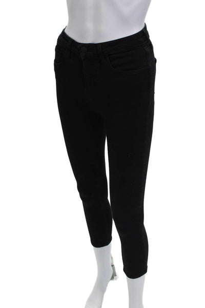 L'Agence Women Jeans Ankle Skinny Black Mid Rise Button Size 24