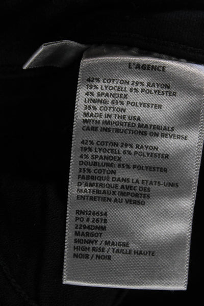 L'Agence Women Jeans Ankle Skinny Black Mid Rise Button Size 24