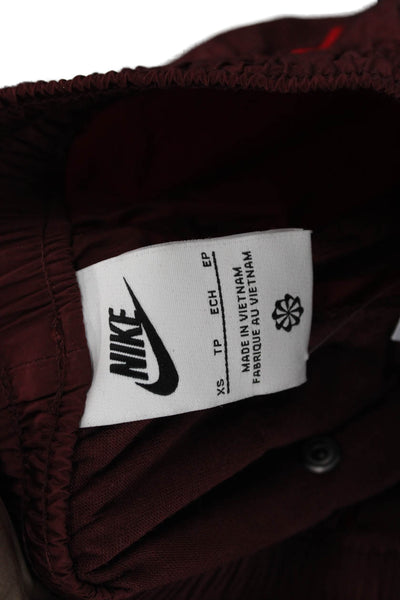 Nike Mens Windbreaker Pants Red Drawstring Nylon 90s Solid Size XS