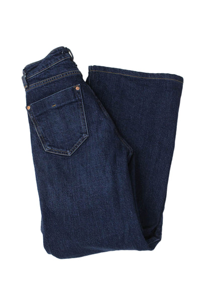 Zara Womens Straight High Rise Dark Blue Denim Jeans Size 0