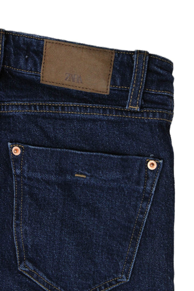 Zara Womens Straight High Rise Dark Blue Denim Jeans Size 0