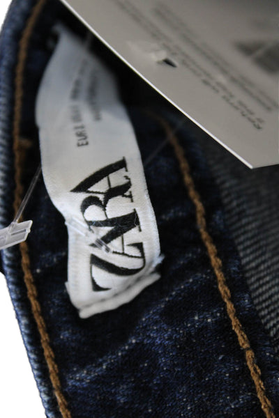 Zara Womens Straight High Rise Dark Blue Denim Jeans Size 0