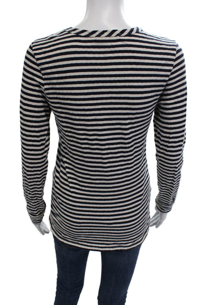 Perfect White Tee Womens Black Striped Long Sleeve Basic Tee Size XS