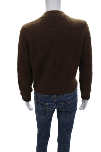 Rhode Women Cardigan Brown Rabbit Hair Nylon Button Size XS