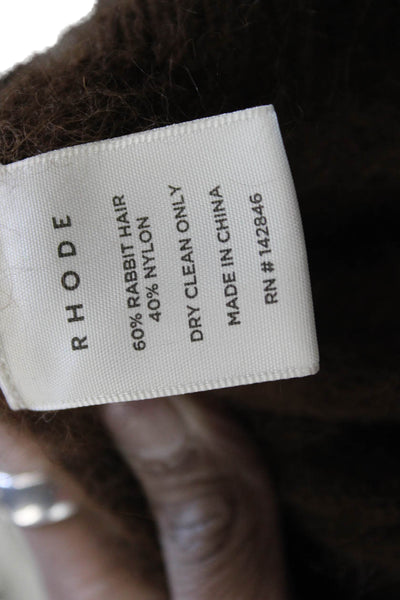 Rhode Women Cardigan Brown Rabbit Hair Nylon Button Size XS