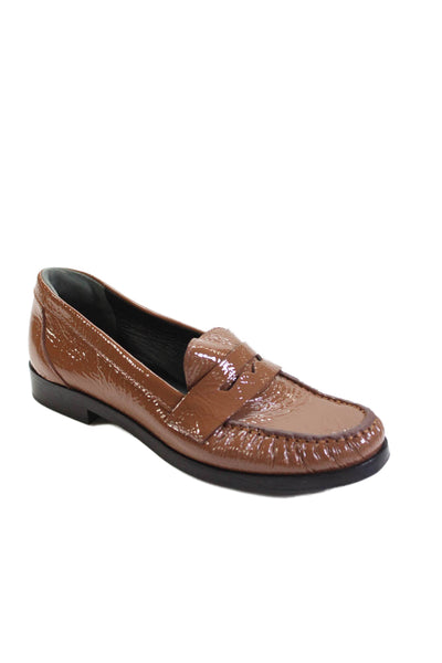 Reformation Womens Faux Leather Slip On Loafers Brown Size 6.5