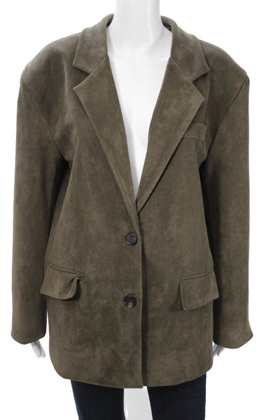 The Frankie Shop Womens Brown Collared Button Blazer Long Sleeve Size XS