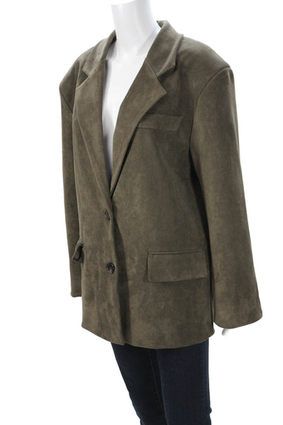 The Frankie Shop Womens Brown Collared Button Blazer Long Sleeve Size XS