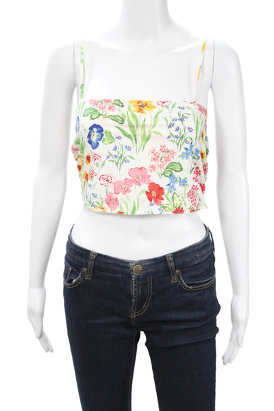 Cara Cara Womens Multi-Color Floral Cropped Camisole Square Neck Cotton Size XS