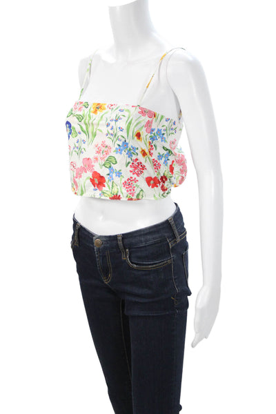 Cara Cara Womens Multi-Color Floral Cropped Camisole Square Neck Cotton Size XS
