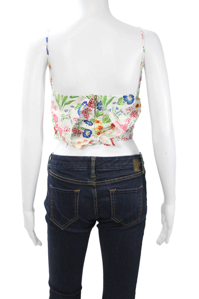 Cara Cara Womens Multi-Color Floral Cropped Camisole Square Neck Cotton Size XS