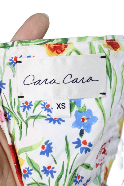 Cara Cara Womens Multi-Color Floral Cropped Camisole Square Neck Cotton Size XS