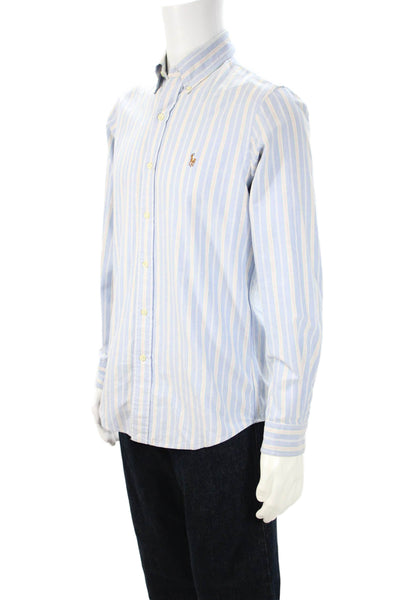 Ralph Lauren Blue Label Mens Button-Down Light Blue Striped Shirt Size S