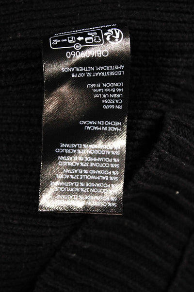 Free People Womens Pullover Sweater Black Crew Neck Long Sleeve Zip Size S