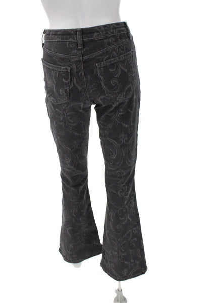 L'Agence Womens Mid Rise Flared Jeans Dark Gray Paisley Size 25