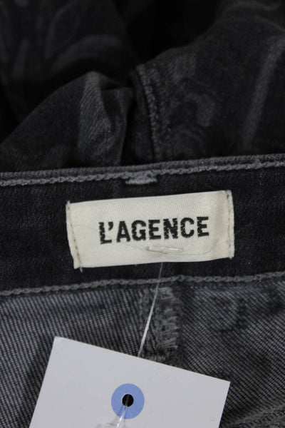 L'Agence Womens Mid Rise Flared Jeans Dark Gray Paisley Size 25