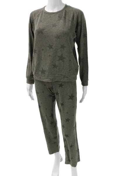 PJ Salvage Womens Geometric Stretch Ankle Straight Lounge Pants Green Size XS