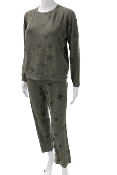 PJ Salvage Womens Geometric Stretch Ankle Straight Lounge Pants Green Size XS