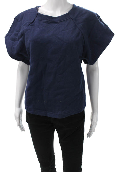 FP Movement Women Pullover Sweatshirt Dark Blue Short Sleeve Crewneck Size S