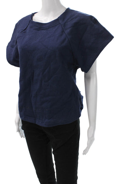 FP Movement Women Pullover Sweatshirt Dark Blue Short Sleeve Crewneck Size S