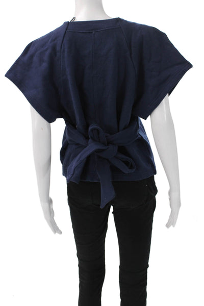 FP Movement Women Pullover Sweatshirt Dark Blue Short Sleeve Crewneck Size S