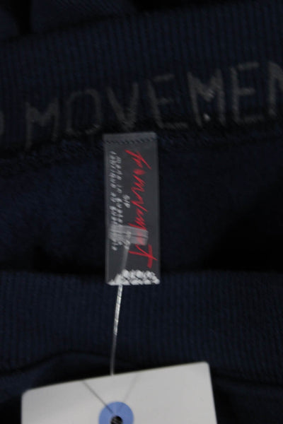FP Movement Women Pullover Sweatshirt Dark Blue Short Sleeve Crewneck Size S