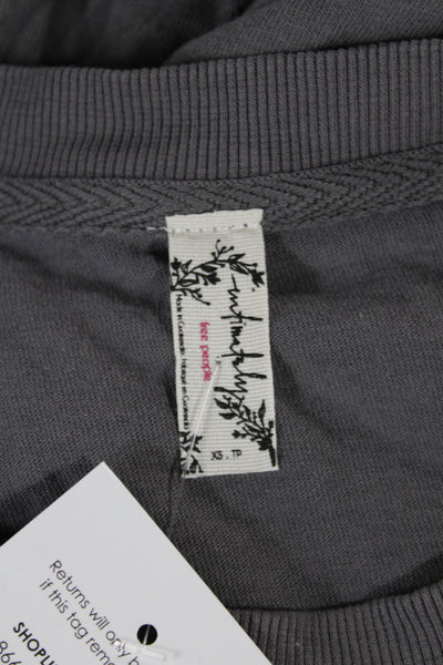 We The Free Womens Pullover Sweatshirt Dark Gray Crew Neck Long Sleeve Size XS