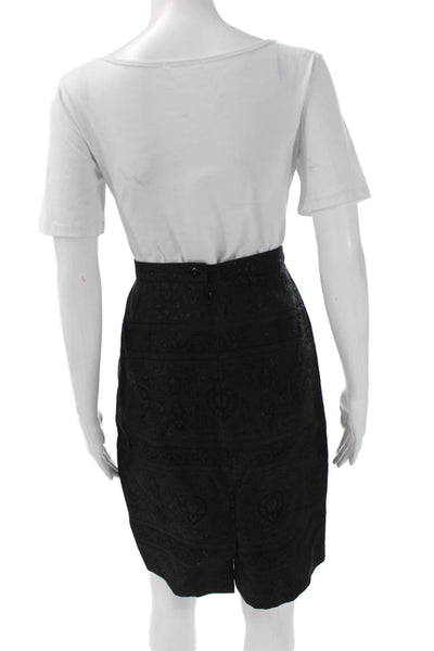 Escada Womens Black Paisley Straight Pencil Skirt Cotton Nylon Size 40