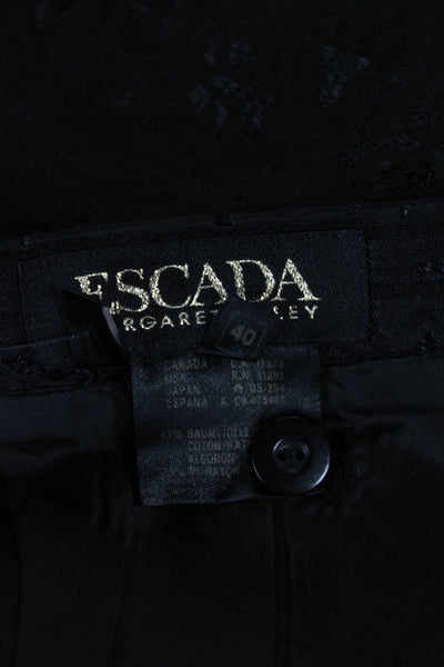 Escada Womens Black Paisley Straight Pencil Skirt Cotton Nylon Size 40
