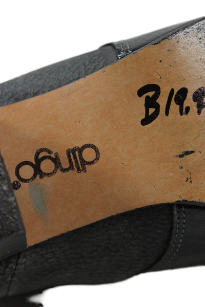 Dingo Womens Slip On Block Heel Patent Leather Trim Cowboy Boots Gray Black 8.5