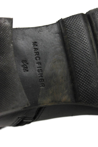 Marc Fisher Womens Slip On Block Heel Leather Nylon Knee High Boots Black 8.5