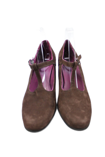 Arche Women's Round Toe Suede Buckle Pumps Shoes Brown Size 10.5