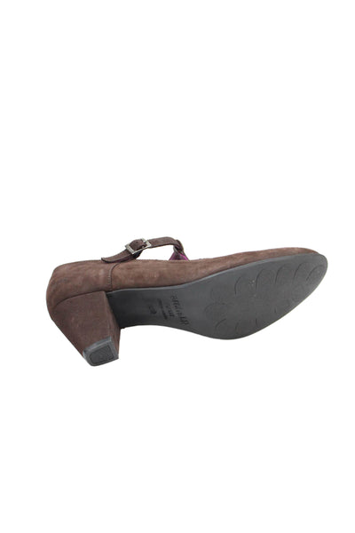 Arche Women's Round Toe Suede Buckle Pumps Shoes Brown Size 10.5