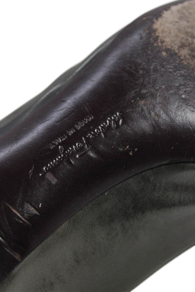 Salvatore Ferragamo Women's Leather Bow Pumps Shoes Gray Size 9.5