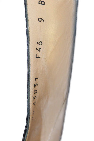 Salvatore Ferragamo Women's Square Toe Leather Slingback Sandals Black Size 9