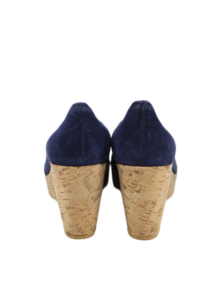 Stuart Weitzman Womens Suede Open Toe Wedge Heels Blue Size 8.5M